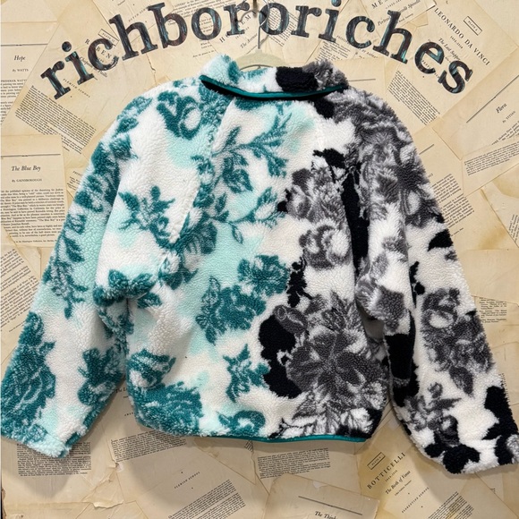 Free People Hit The Slopes Colorblock Pullover Fleece Zip Pockets Green Black - Picture 4 of 4